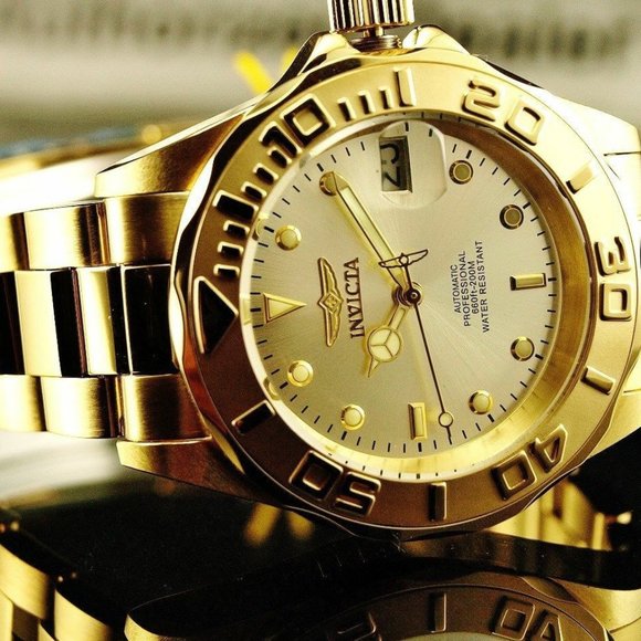 Amazon.com: Invicta Mens Pro Diver Quartz Watch, Gold, 30025  Invicta 18k 24 jewels Champagne Watch!